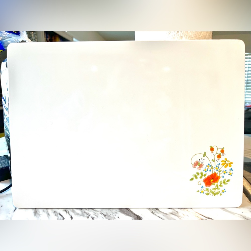 Corningware White Cutting Board with Wild Flower Pattern